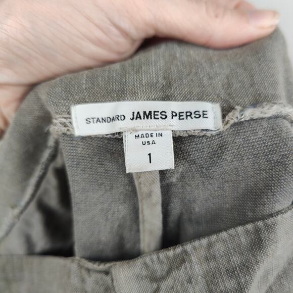 Standard James Perse Cotton Linen Pants Womens Small 1 Gray Side Zip Slim Fit - Picture 8 of 11